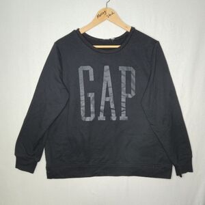 Gap Mens Crew Neck Long Sleeve Black Sweatshirt With Gap Logo Size L